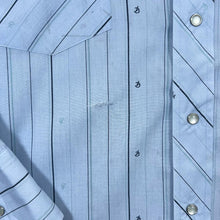 Load image into Gallery viewer, Vintage The Western Fair &quot;Lott, Texas&quot; Cowboy Western Blue Striped Long Sleeve Popper Shirt
