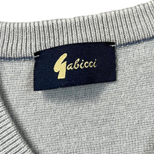 Load image into Gallery viewer, Vintage 90&#39;s GABICCI Blue Grey Grandad Patterned V-Neck Acrylic Wool Knit Sweater Jumper
