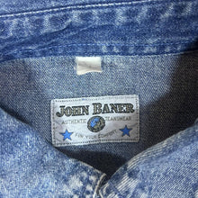 Load image into Gallery viewer, Vintage John Baner Cowboy Western Acid Wash Blue Denim Short Sleeve Popper Shirt
