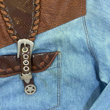Load image into Gallery viewer, Vintage Bugatti Company Cowboy Western Blue Denim Popper Long Sleeve Shirt
