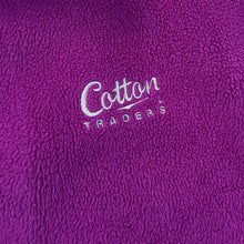 Load image into Gallery viewer, COTTON TRADERS Classic Mini Logo Purple Grey Zip Fleece Sweatshirt
