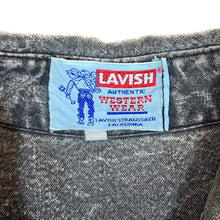 Load image into Gallery viewer, Vintage LAVISH JEANS Western Wear Embroidered Acid Washed Black Denim Long Sleeve Shirt
