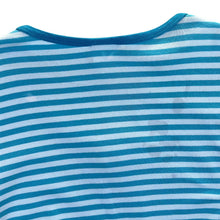Load image into Gallery viewer, Vintage Disney Store Mickey Mouse Embroidered Logo Blue Striped T-Shirt

