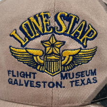 Load image into Gallery viewer, Vintage LONE STAR “Flight Museum” Galveston Texas Embroidered Souvenir Camo Baseball Cap

