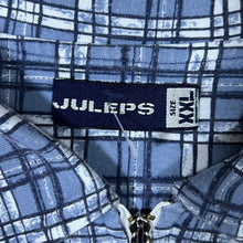 Load image into Gallery viewer, Vintage Juleps Blue White Check 1/4 Zip Short Sleeve Cotton Polo Shirt
