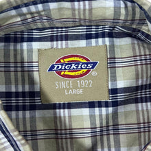 Load image into Gallery viewer, Dickies Beige Navy White Plaid Check Long Sleeve Cotton Shirt
