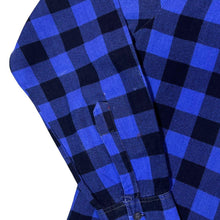Load image into Gallery viewer, Vintage Marcello Blue Black Plaid Check Long Sleeve Cotton Longline Flannel Shirt
