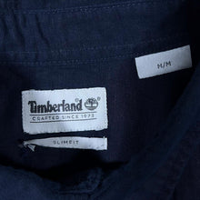 Load image into Gallery viewer, Timberland "Slim Fit" Navy Blue Mini Logo Long Sleeve Linen Cotton Blend Shirt
