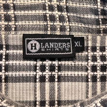 Load image into Gallery viewer, Vintage H Landers Shirts Grey Black White Plaid Check Long Sleeve Flannel Cotton Shirt

