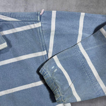 Load image into Gallery viewer, Vintage DEAL Blue White Striped Distressed Zip Sweatshirt Top
