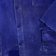 Load image into Gallery viewer, Vintage French Chore Worker Style Faded Blue Heavily Distressed Cotton Jacket
