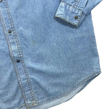 Load image into Gallery viewer, Vintage Stockerpoint Cowboy Western Blue Denim Popper Long Sleeve Shirt
