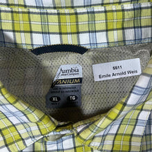 Load image into Gallery viewer, Columbia Sportswear Titanium Yellow White Check Utility Outdoor Short Sleeve Shirt
