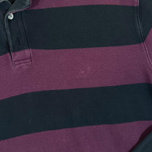 Load image into Gallery viewer, Early 00&#39;s CHARLES TYRWHITT Burgundy Black Colour Block Striped Long Sleeve Polo Shirt
