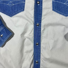 Load image into Gallery viewer, Vintage Sunlife Jeans Cowboy Western Style Blue Denim Beige Cotton Long Sleeve Shirt
