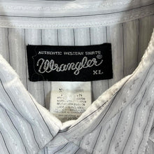 Load image into Gallery viewer, Vintage Wrangler Cowboy Western White Striped Pearl Snap Popper Long Sleeve Shirt
