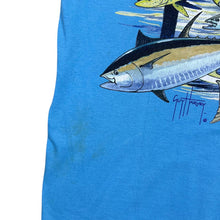 Load image into Gallery viewer, GUY HARVEY Fishing Nature Wildlife Pocket Logo Graphic Blue T-Shirt
