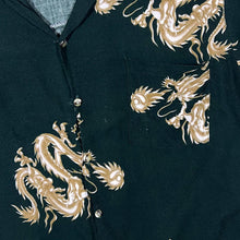 Load image into Gallery viewer, Vintage Traditional Dragon Patterned Dark Green Rayon Short Sleeve Shirt
