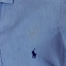 Load image into Gallery viewer, POLO RALPH LAUREN &quot;Custom Fit Dress Shirt&quot; Blue White Pinstriped Long Sleeve Shirt
