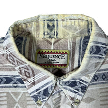 Load image into Gallery viewer, Vintage Elysees Diffusion Crazy Patterned Long Sleeve Flannel Button-Up Shirt
