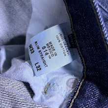 Load image into Gallery viewer, Levi&#39;s 514 Red Tab Slim Straight Dark Blue Denim Jeans
