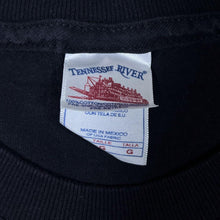 Load image into Gallery viewer, Vintage Tennessee River "Phantom Fireworks" Logo Spellout Graphic Black T-Shirt
