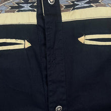 Load image into Gallery viewer, Atlas For Men Aztec Embroidered Cowboy Western Black Cotton Long Sleeve Shirt
