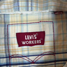 Load image into Gallery viewer, Vintage Levi's Workers Blue Yellow White Check Cowboy Western Popper Long Sleeve Shirt
