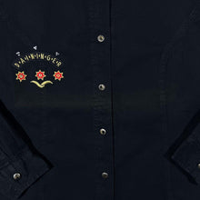 Load image into Gallery viewer, Vintage Daininger Embroidered Cowboy Western Black Cotton Long Sleeve Shirt
