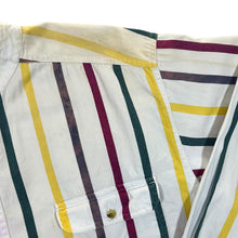 Load image into Gallery viewer, Vintage Kensington Road Multi Striped Cotton Distressed Long Sleeve Grandad Collar Shirt
