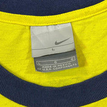 Load image into Gallery viewer, Vintage NIKE "Swoosh Sisterhood" Logo Spellout Graphic Short Sleeve Ringer T-Shirt
