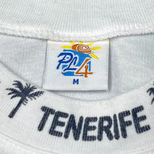 Load image into Gallery viewer, Early 00’s TENERIFE Embroidered Souvenir Spellout Trim Poly Cotton T-Shirt
