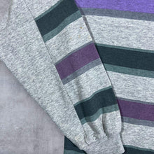 Load image into Gallery viewer, Vintage 90&#39;s Turunc Grey Purple Blue Green Multi Striped Collared Sweatshirt
