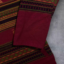 Load image into Gallery viewer, Vintage Hippy Embroidered Patterned Red Fleece Lined Zip Hoodie
