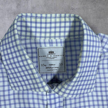 Load image into Gallery viewer, Hawes &amp; Curtis London Blue White Check Long Sleeve Cotton Dress Shirt
