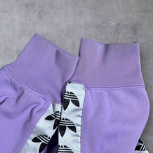 Load image into Gallery viewer, Adidas Logo Tape Sleeve Mini Spellout Purple Pullover Hoodie
