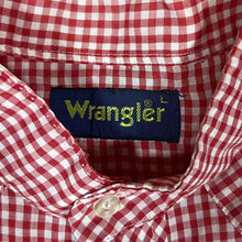 Load image into Gallery viewer, Vintage WRANGLER Gingham Red White Check Pearl Snap Popper Grandad Collared Shirt
