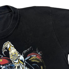 Load image into Gallery viewer, Vintage American Style Gothic Biker Wolf Flames Graphic Black T-Shirt
