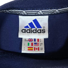 Load image into Gallery viewer, Vintage ADIDAS Classic Three Stripe Mini Logo Navy Blue Short Sleeve T-Shirt
