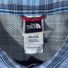 Load image into Gallery viewer, The North Face TNF Blue Grey White Check Utility Hiking Short Sleeve Shirt
