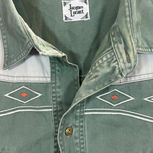 Load image into Gallery viewer, Vintage Jacques Lorant Cowboy Western Panel Green Denim Long Sleeve Shirt

