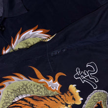 Load image into Gallery viewer, Early 00's Goth Y2K Traditional Tiger Dragon Graphic Black Short Sleeve Shirt
