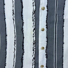 Load image into Gallery viewer, Vintage 90's Van Vaan Grey White Striped Short Sleeve Cotton Flannel Shirt
