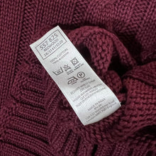 Load image into Gallery viewer, Vintage BHS Classic Burgundy Cable Knit Cotton Crewneck Sweater Jumper
