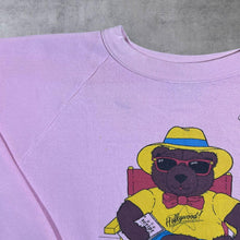 Load image into Gallery viewer, Vintage 80&#39;s Los Angeles &quot;Hollywood&quot; Bear Cartoon Souvenir Baby Pink Sweatshirt
