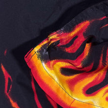 Load image into Gallery viewer, Early 00's Gothic Y2K Flaming Fire Patterned Graphic Black Short Sleeve Shirt
