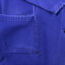 Load image into Gallery viewer, Vintage French Chore Worker Style Blue Cotton Button Distressed Jacket
