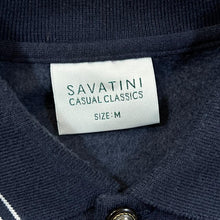 Load image into Gallery viewer, Vintage SAVATINI Embroidered Pocket Navy Blue Collared Sweatshirt
