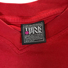 Load image into Gallery viewer, Vintage 90&#39;s Think Pink Mini Logo Graphic Red Cotton V-Neck T-Shirt
