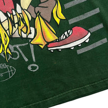 Load image into Gallery viewer, Vintage LOONEY TUNES (1997) &quot;Holding?!!&quot; Taz Football All-Over Print Green T-Shirt
